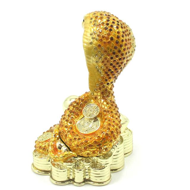 風水 蛇 へび 置物 金の蛇 シトリン 黄水晶 さざれ付き 巳 龍の化身