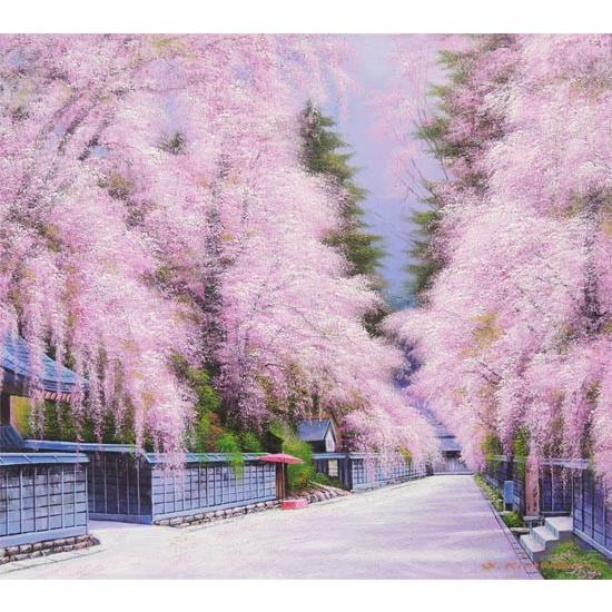 絵画 油絵 角館の桜 F50号 （木村由記夫） 【肉筆】【油絵】【日本の