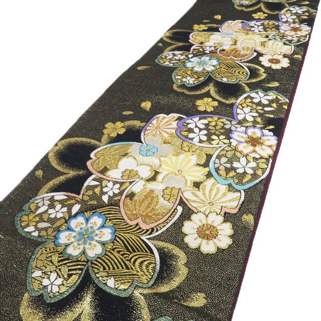 袋帯 振袖用 中古 リサイクル 正絹 フォーマル 仕立て上がり 六通 花