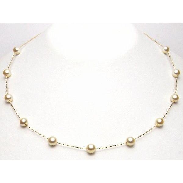 K18YG アコヤ真珠 ステーションネックレス （シャンパンゴールドカラー