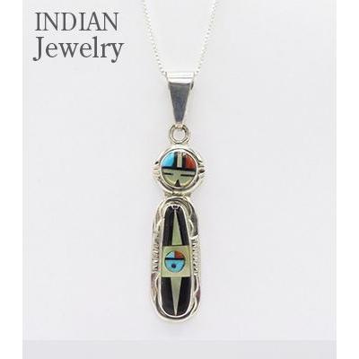 ZUNI INDIAN JEWELRY ズニ族 チップインレイ ペンダントトップ ZUNI