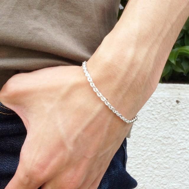 シルバー925 アズキチェーンブレスレット 重厚感 メンズ レディース