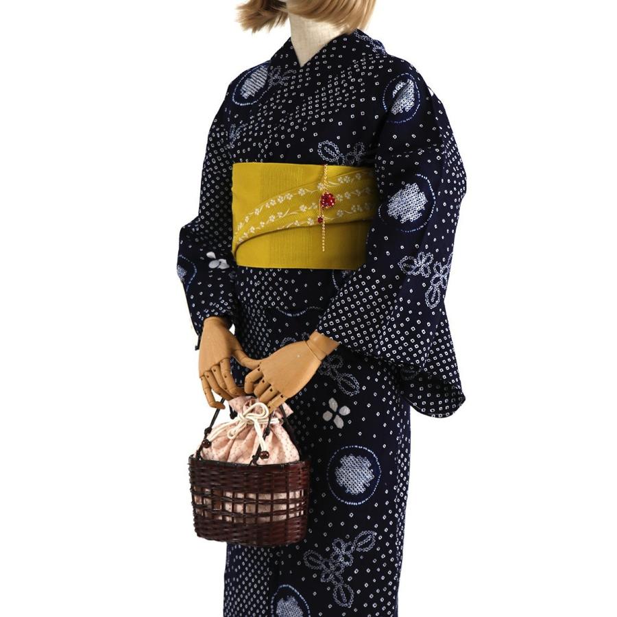 浴衣 有松 鳴海 手絞り 数量限定 特別価格 花としゃぼん玉 濃紺 有松