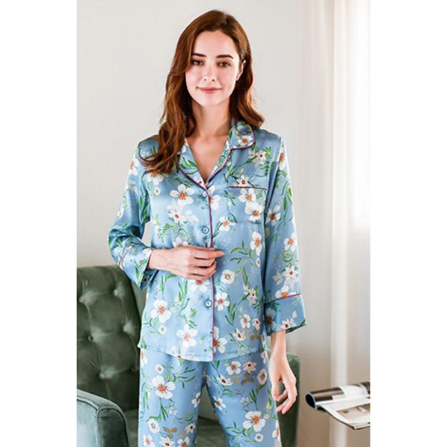 シルクパジャマ レディースパジャマ シルク100%パジャマ 繻子織り