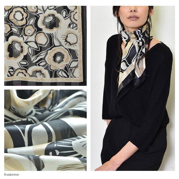 シルク スカーフ 大判 正方形 90 cm uv 日本製 横浜 70代 40代 50代 夏