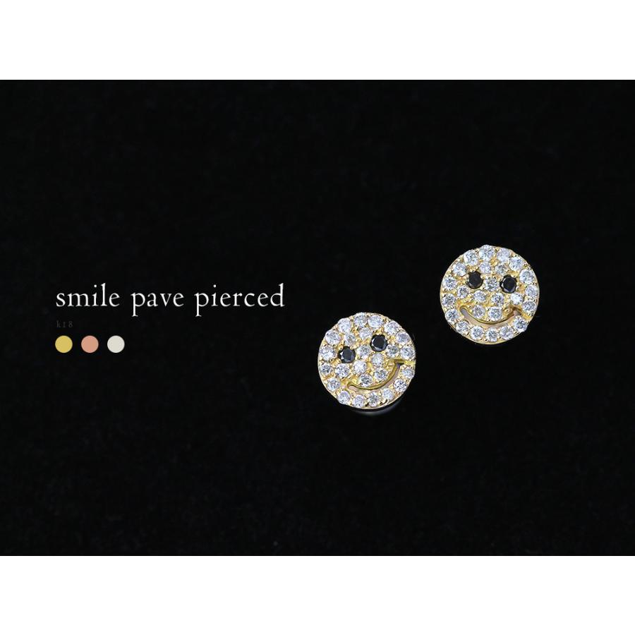 ピアス 18K スマイル パヴェ ダイヤモンド 片耳販売 ニコちゃん