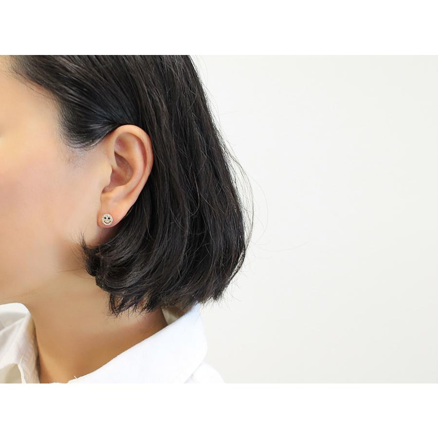 ピアス 18K スマイル パヴェ ダイヤモンド 片耳販売 ニコちゃん