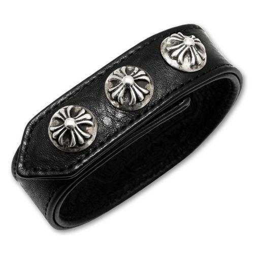 CHROME HEARTS（クロムハーツ） ブレスレット 3ボタン2スナップ レザー