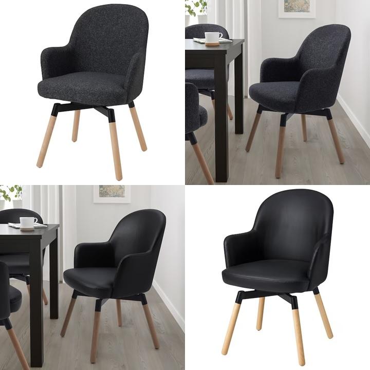 IKEA JANOLOF ヤンオロフ回転パーソナルチェア、ダークグレー×4脚 IKEA