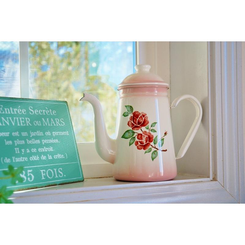 希少＊フランスアンティーク＊薔薇＊Japy＊コーヒーポット＊ピンク＊蓋