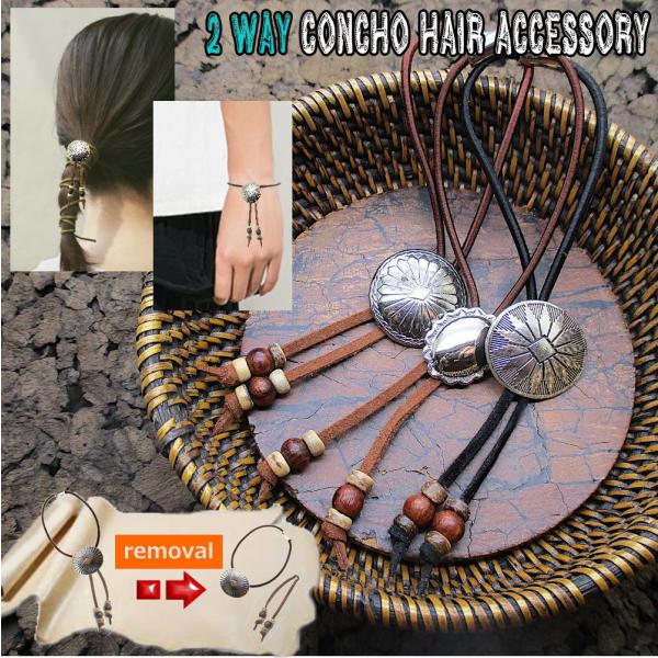 コンチョ ヘアゴム 髪留め ネイティブ インディアン デザイン ユニ