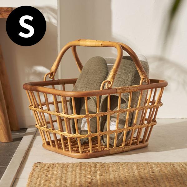 籐製ハンドル付き収納バスケット ⑥