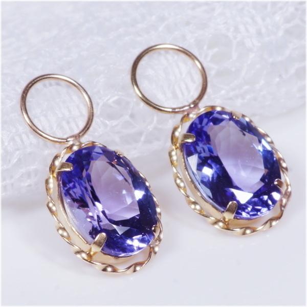 K18 2ct タンザナイトチャーム オーバル 18金 ワンペア （ピアス