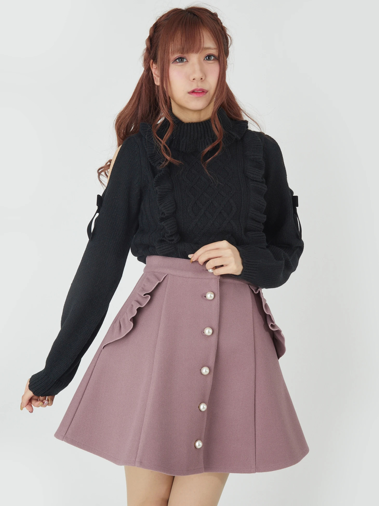 前開きパールボタンフレアスカート - Ank Rouge(アンクルージュ)の