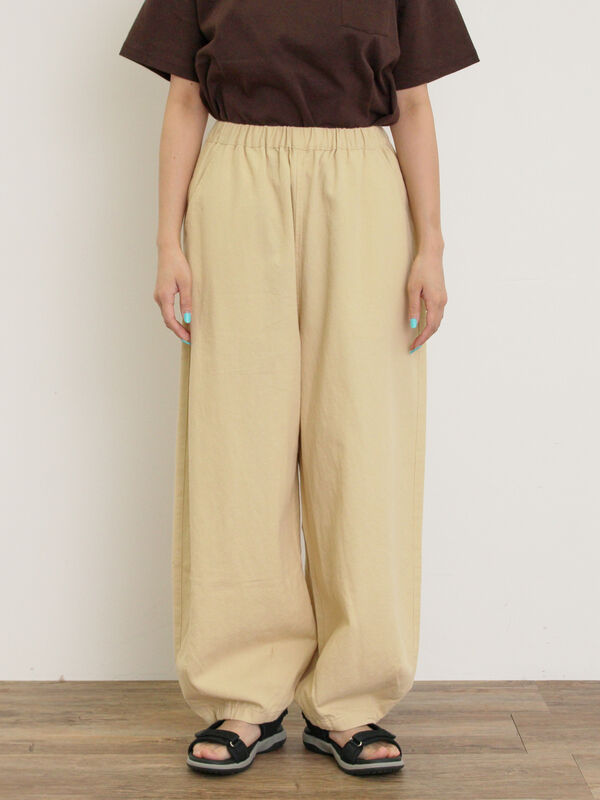 セール】 【M/Lサイズ】裾タックギャザーパンツ（チャコールグレー