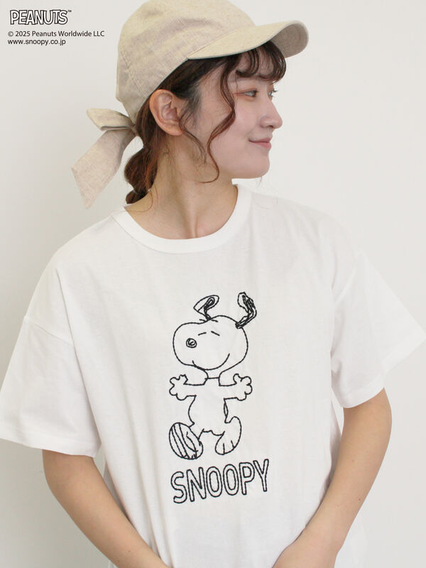 セール】 【PEANUTS×Samansa Mos2】ぽこぽこ刺繍Tee（オフホワイト