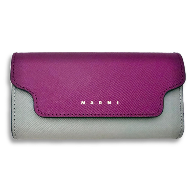 マルニ レザー バイカラーキーケース 紫×グレー MARNI