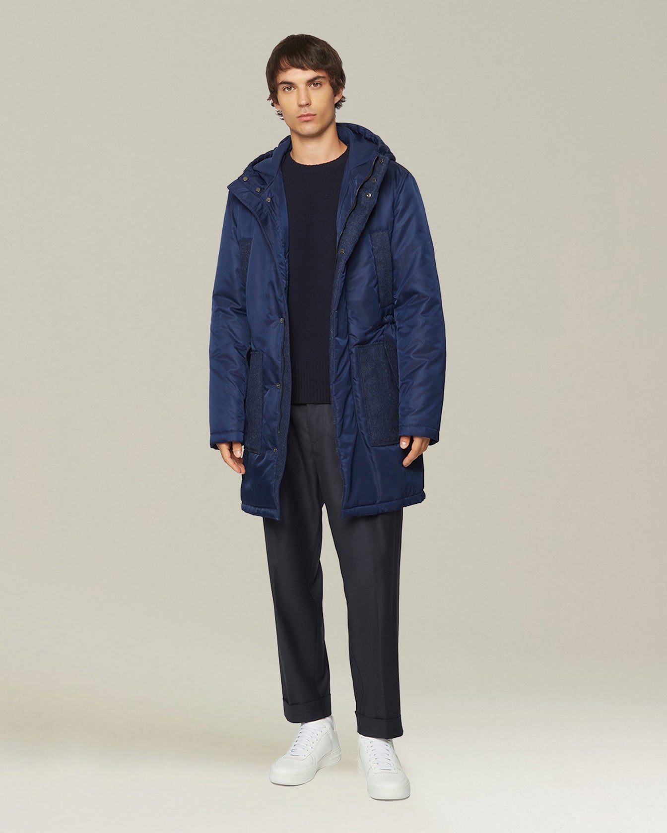 High-Tech Parka With Wool Inserts Royal Blue | Kiton