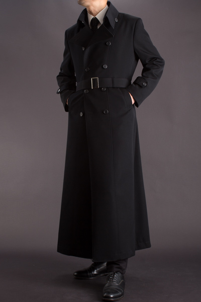 Very long coat for men, black color｜ロングコート くるぶし丈