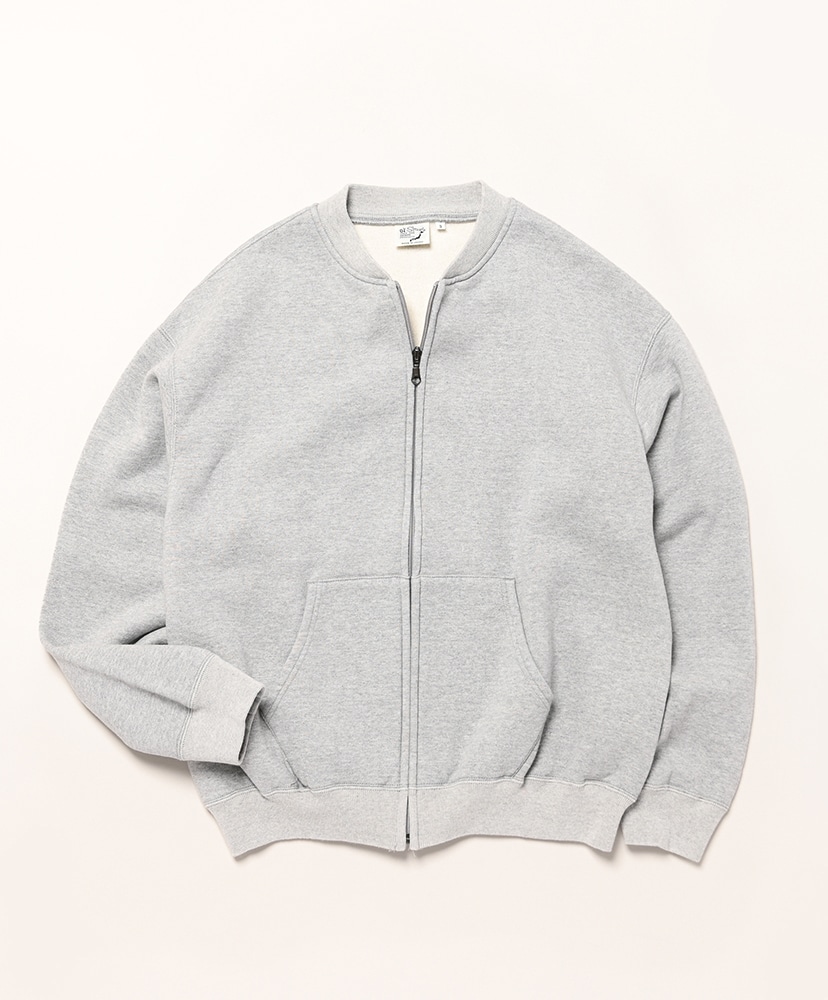 Front Zip Densely Knit Sweat Shirt (Unisex)(2(MEN) Heather Gray