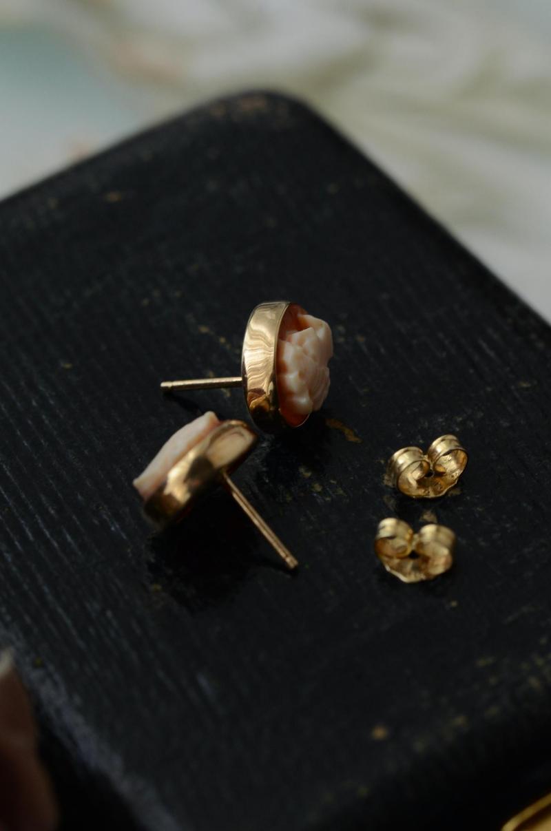 14K カメオピアス イギリスヴィンテージジュエリー アクセサリー