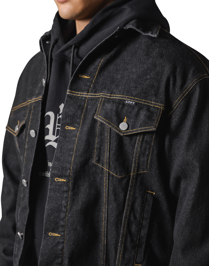 Back Emblem Denim Jacket - Black – LÝFT