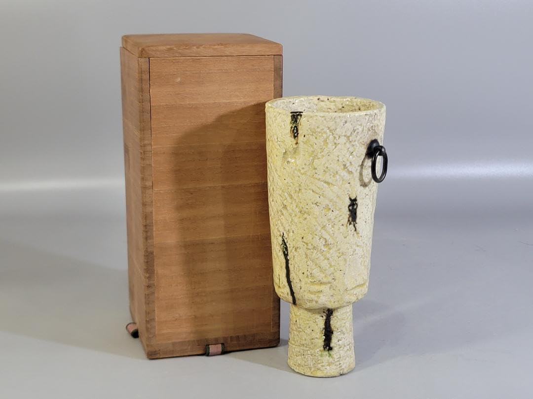 茶道具 黄瀬戸 砧 吊り花入 二代 小川長楽 共箱 美 DT279Yahoo