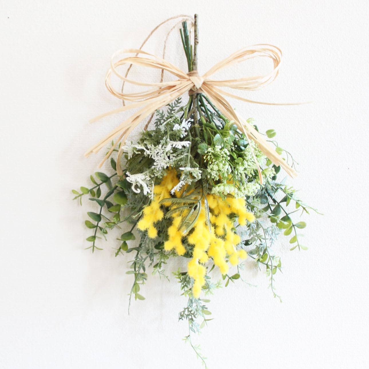 Amazon｜ミモザ ユーカリ リース 造花 ミニスワッグリース｜造花
