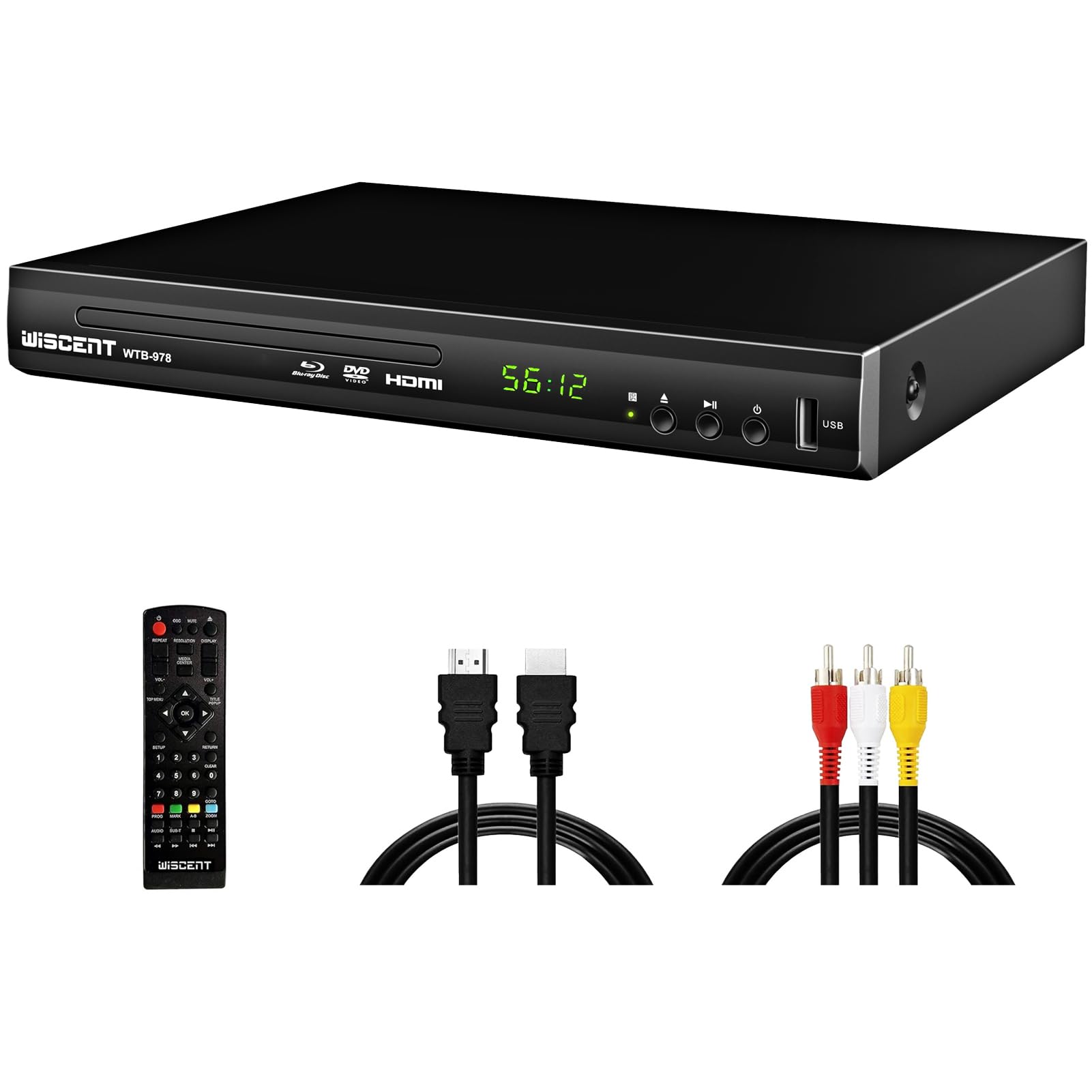 Blu Ray DVD Player, WISCENT Full HD 1080p Home Theater Disc System