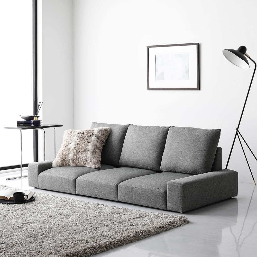 Amazon｜RASIK ローソファー 3人掛け グレー ファブリック 幅164cm