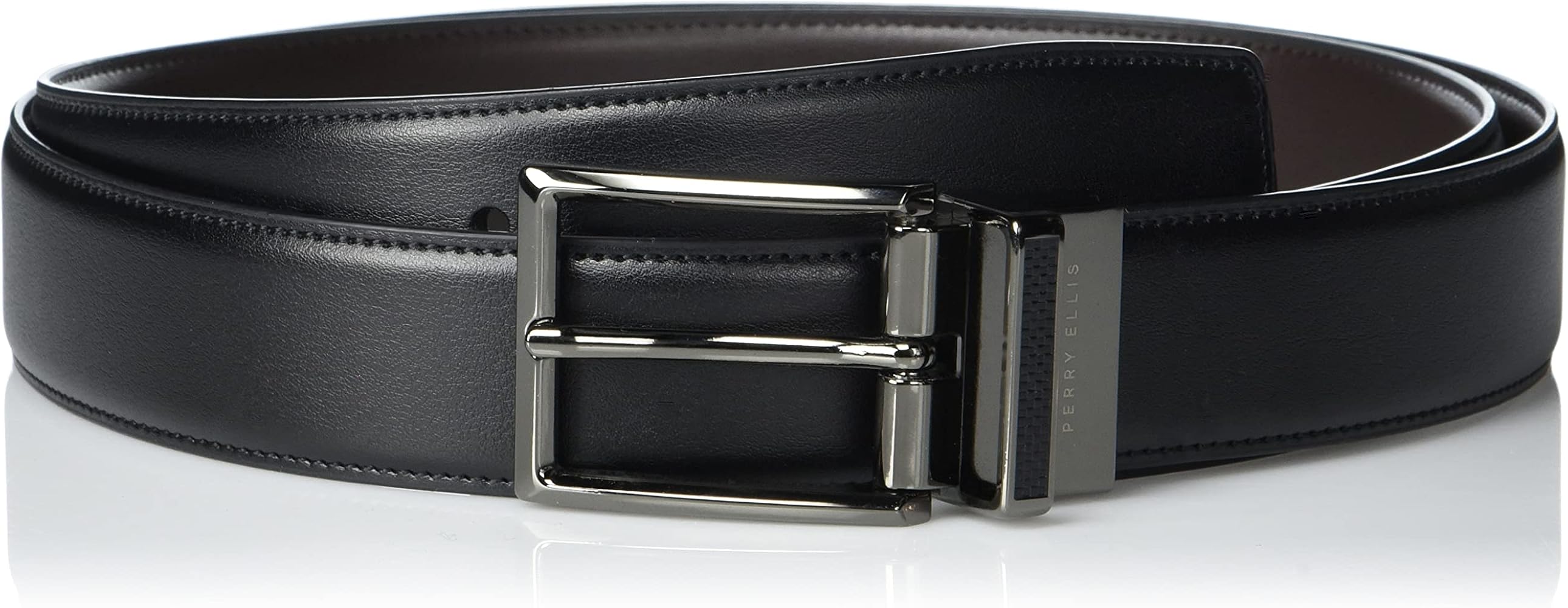 Amazon.co.jp: Perry Ellis メンズ リバーシブルレザーベルト ステッチ