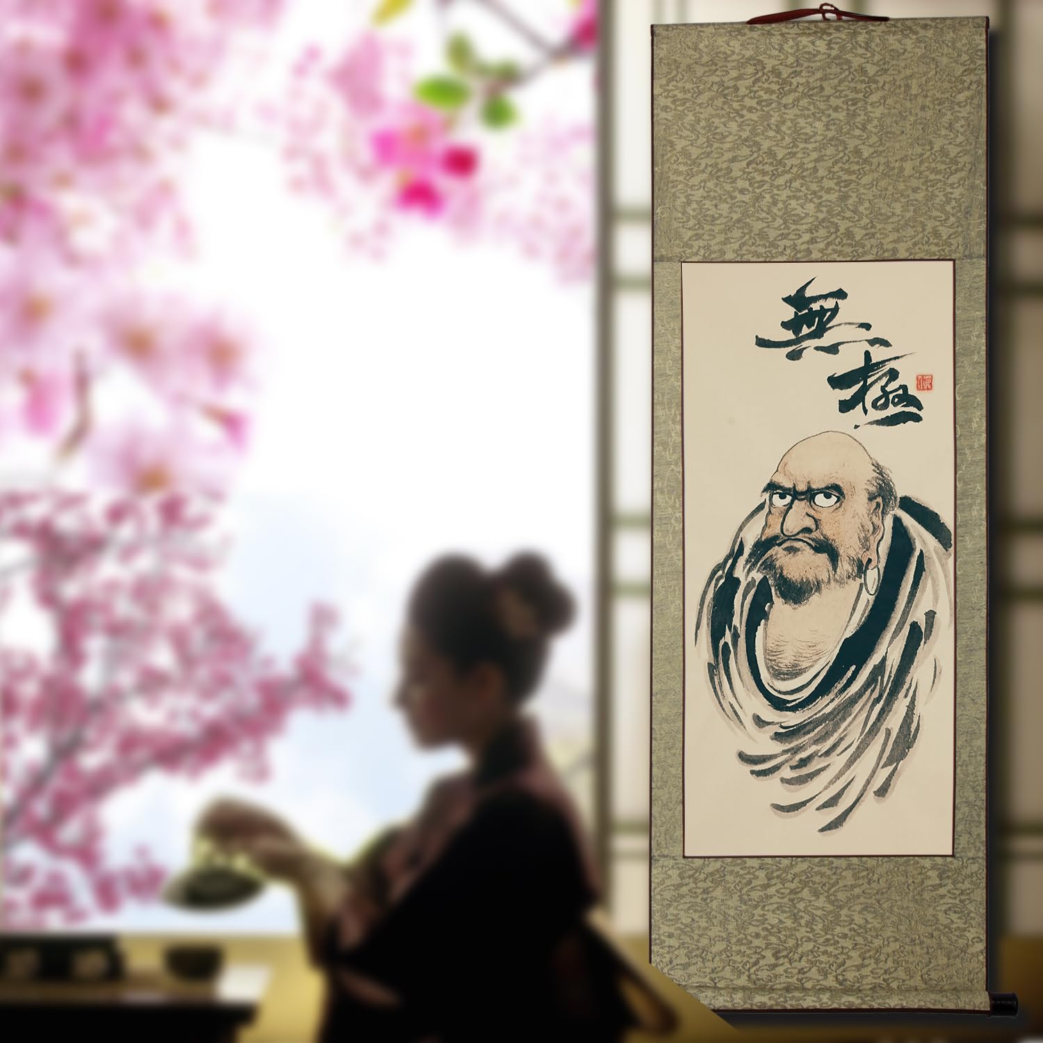 Amazon｜画家手描き 掛け軸 超お得 仏画 水墨画 菩提だるま ダルマ祖師