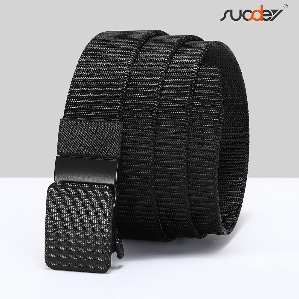 SUOSDEY Men's Nylon Ratchet Belt with Automatic Metal Buckle