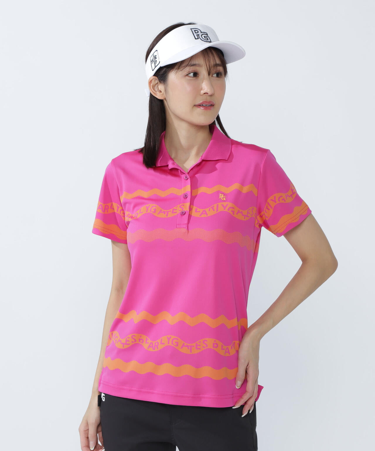 36Gパネルジャガード半袖ポロシャツ ＜ウェーブロゴボーダー柄