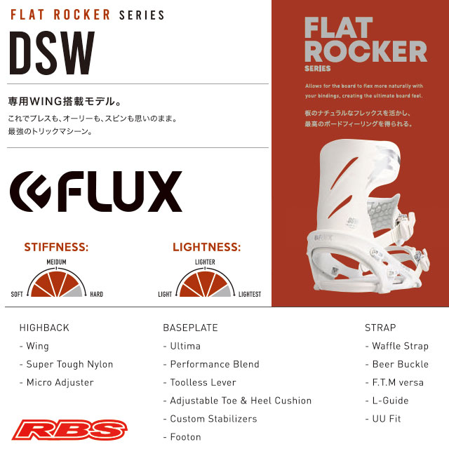 FLUX DSW スノーボードビンディング ホワイトSsize
