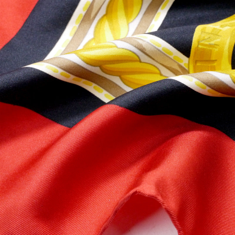 OLD CELINE ビットチェーン柄シルク大判スカーフ（赤×黒系） – Vintage