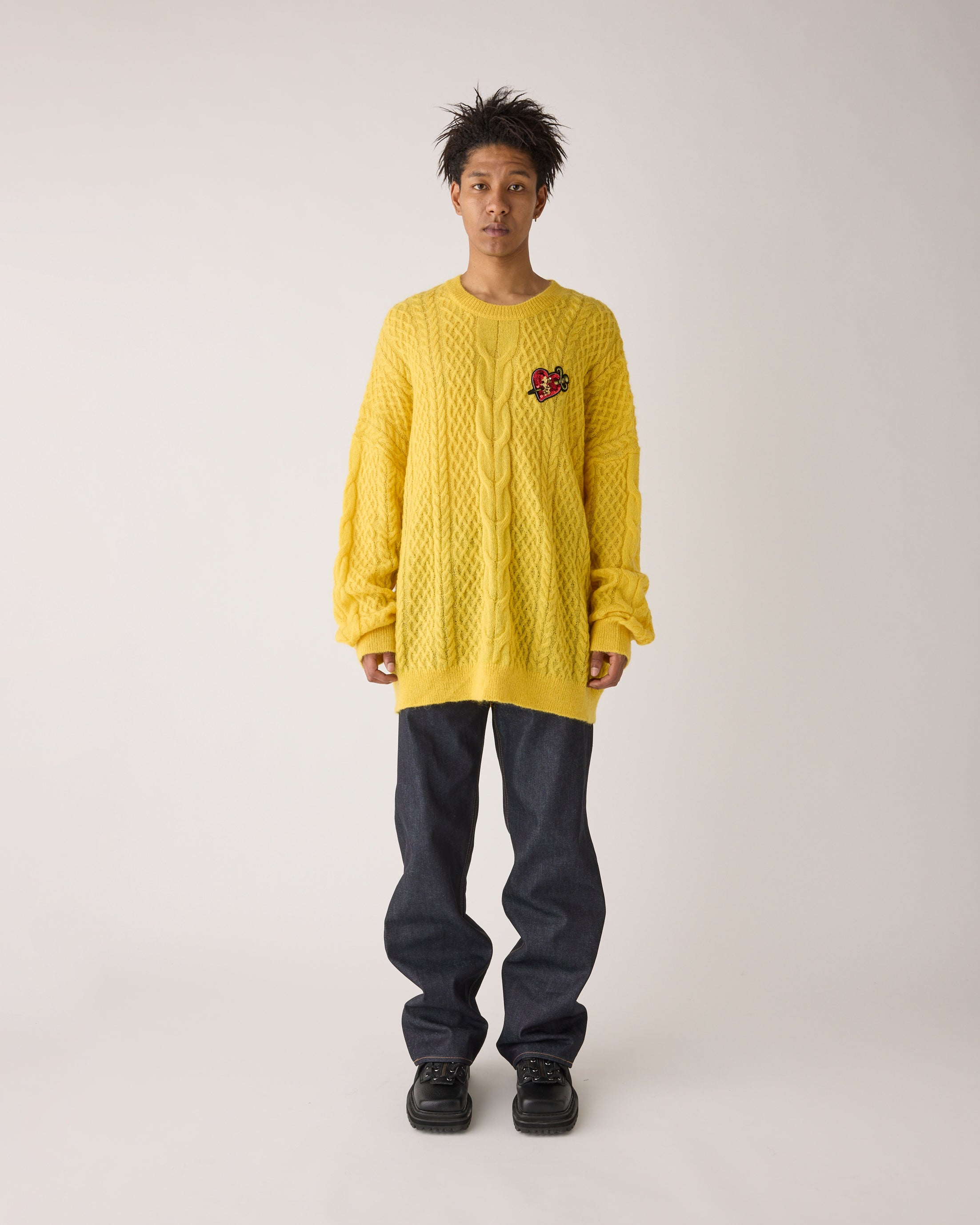 ダイリク】Heart Spangle Cable Mohair Knit – GQ SHOP