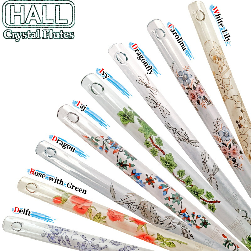 HALL クリスタルフルートC菅 Poppy 花柄デザイン HALL クリスタル