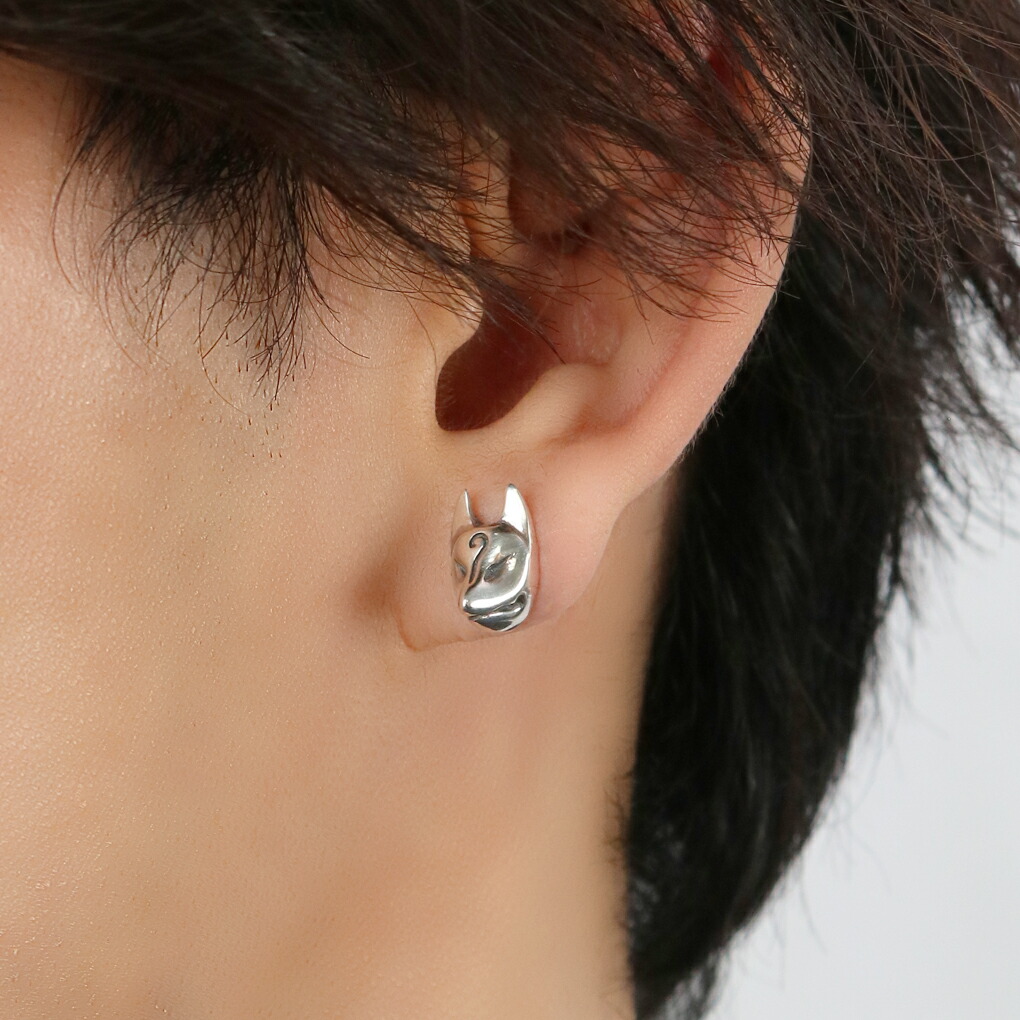 kokonoe 神楽舞 狐面 ピアス 1P 片耳用 シルバー 925 狐 きつね お面