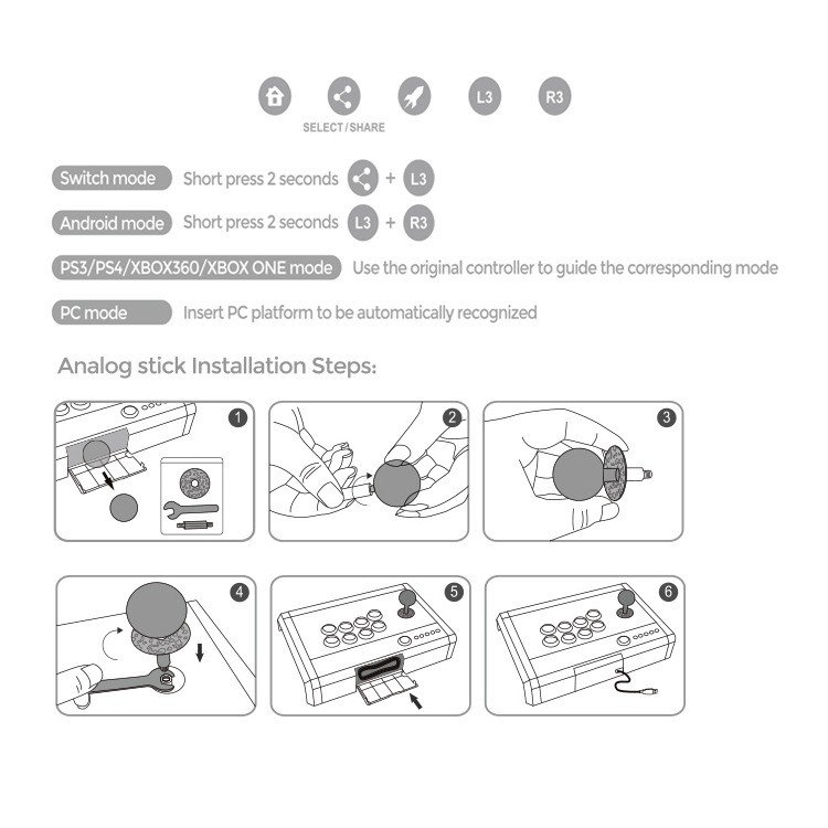 DOBE ゲームスティック PS4/PS3/Switch/Xbox-ONE(X.S)/Xbox-360/PC