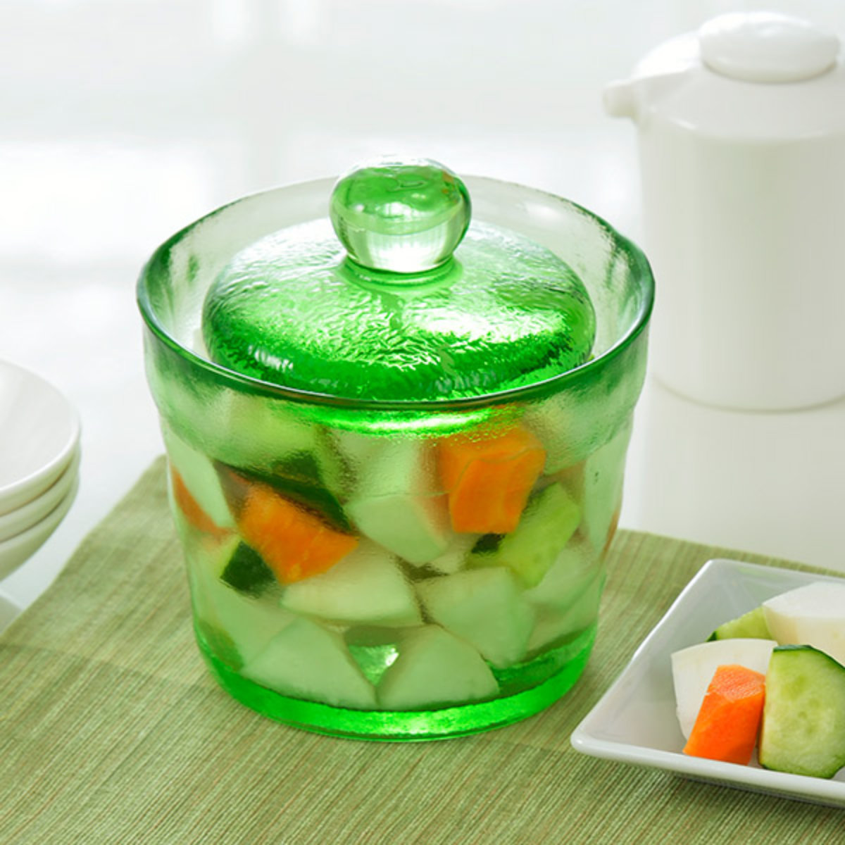 TONBO（新輝合成） 漬物容器 ガラス製 浅漬けポット 大 （ 漬物ポット