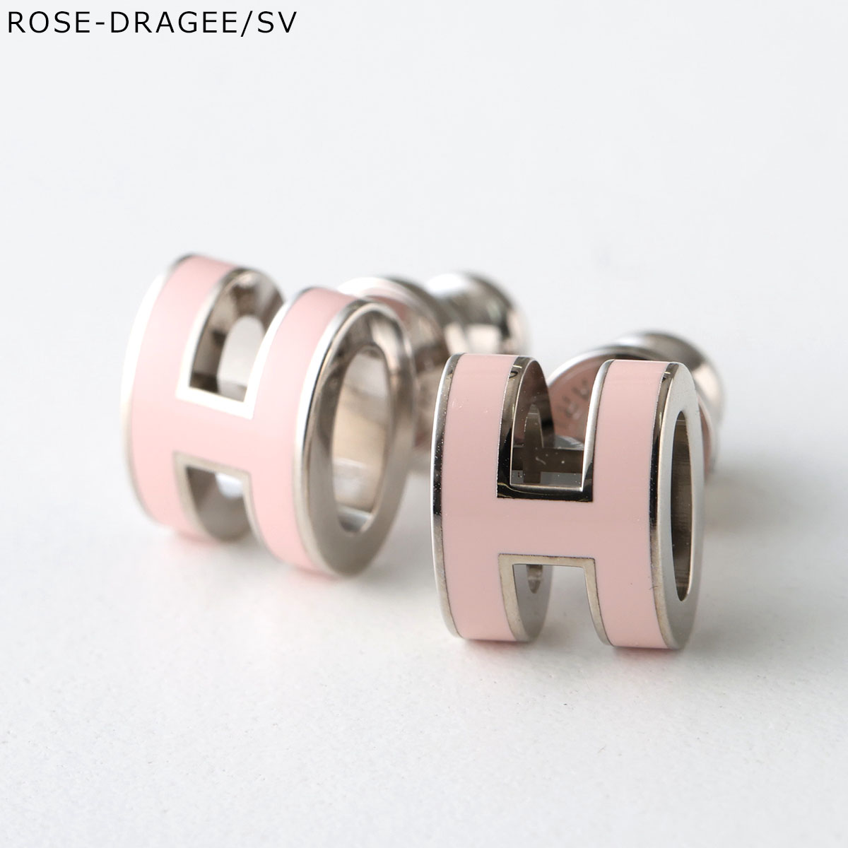 エルメス ポップアッシュミニ ローズドラジェ ×シルバー ピアス(片耳