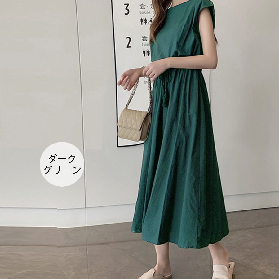 EPOCA ノースリーブ ひざ丈ワンピース 40 グリーン 緑 秋冬 ツイード