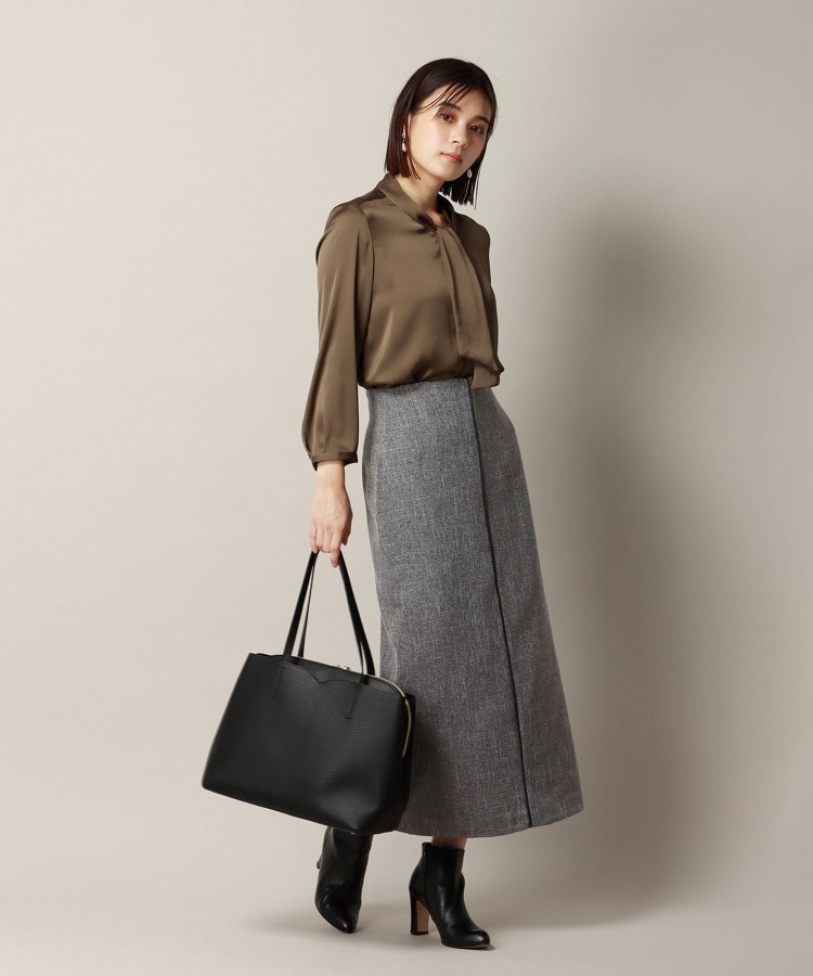 洗える／ストレッチ】ツイードオックス ロングタイトスカート（マキシ