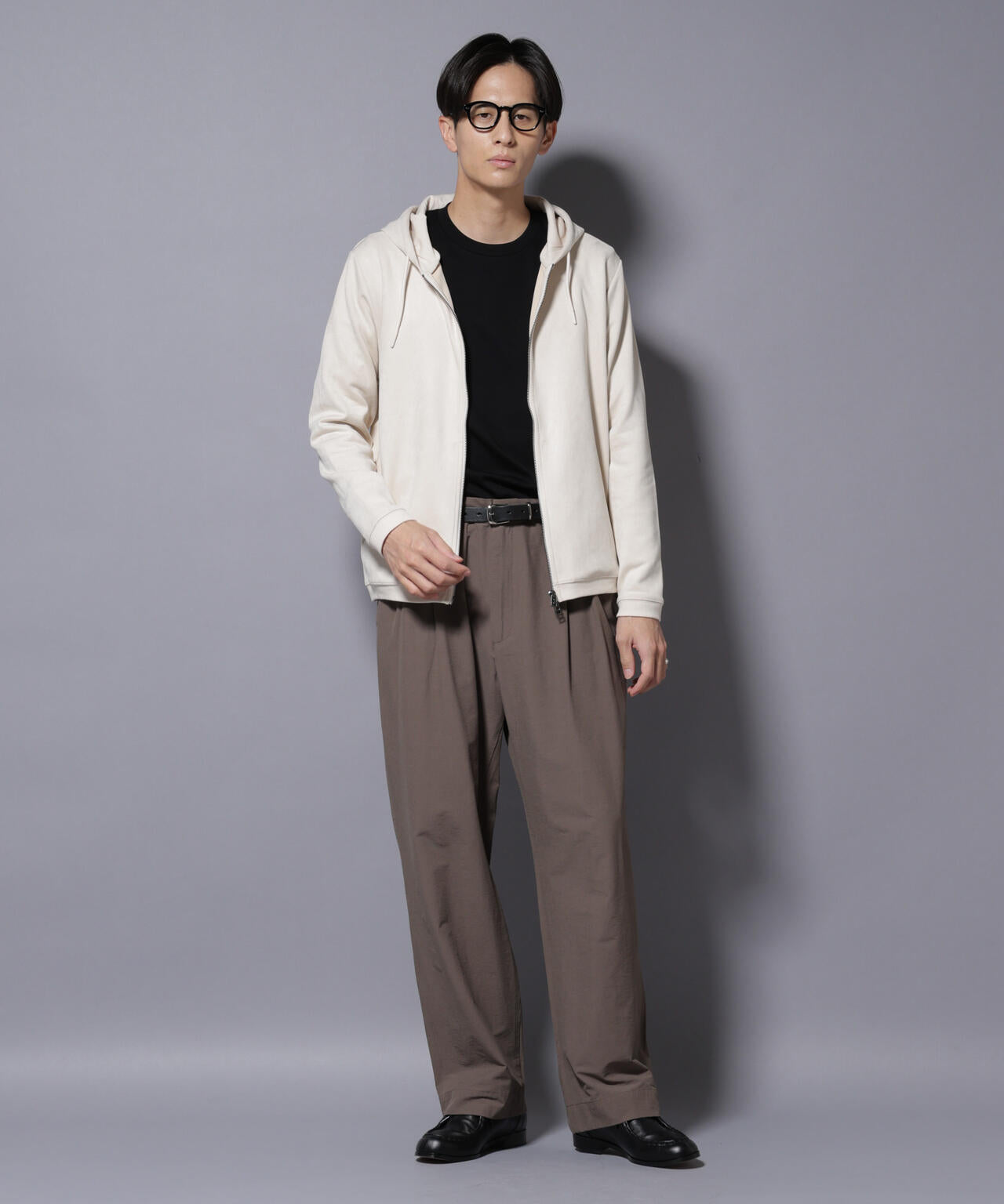 フェイクスエードZIPフーディー 長袖