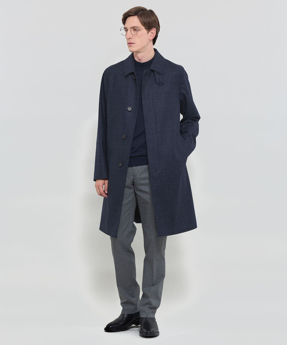 DUNFORD】【Loro Piana Fabric】チェックウールステンカラーコート