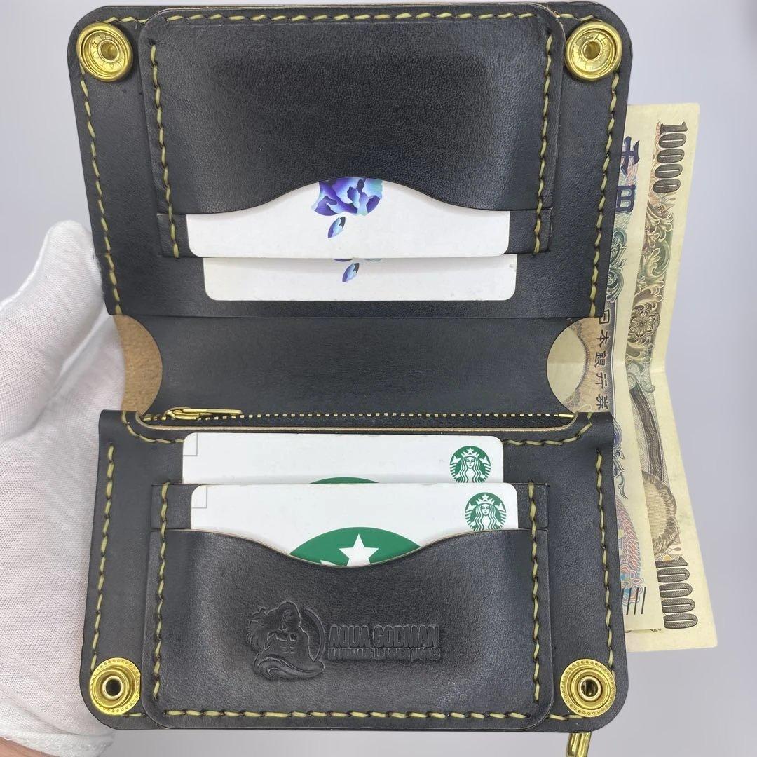 お札折らずに収納できる無骨な手染めミドルトラッカーウォレット BTW01 栃木レザー お札折らずに収納できる無骨なミドルトラッカーウォレット