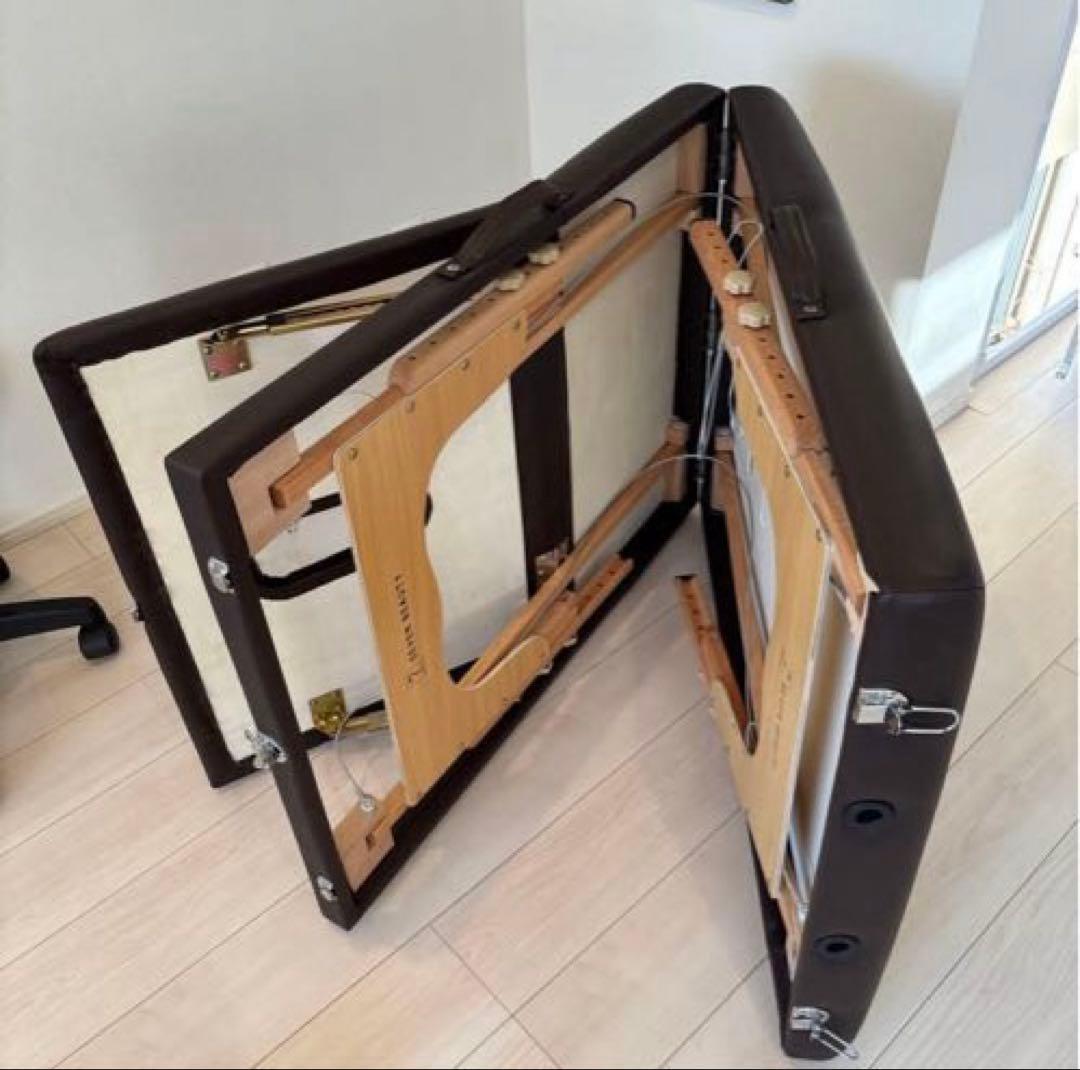 折りたたみ マッサージベッド 木製ダークブラウン スツール ブラウン丸