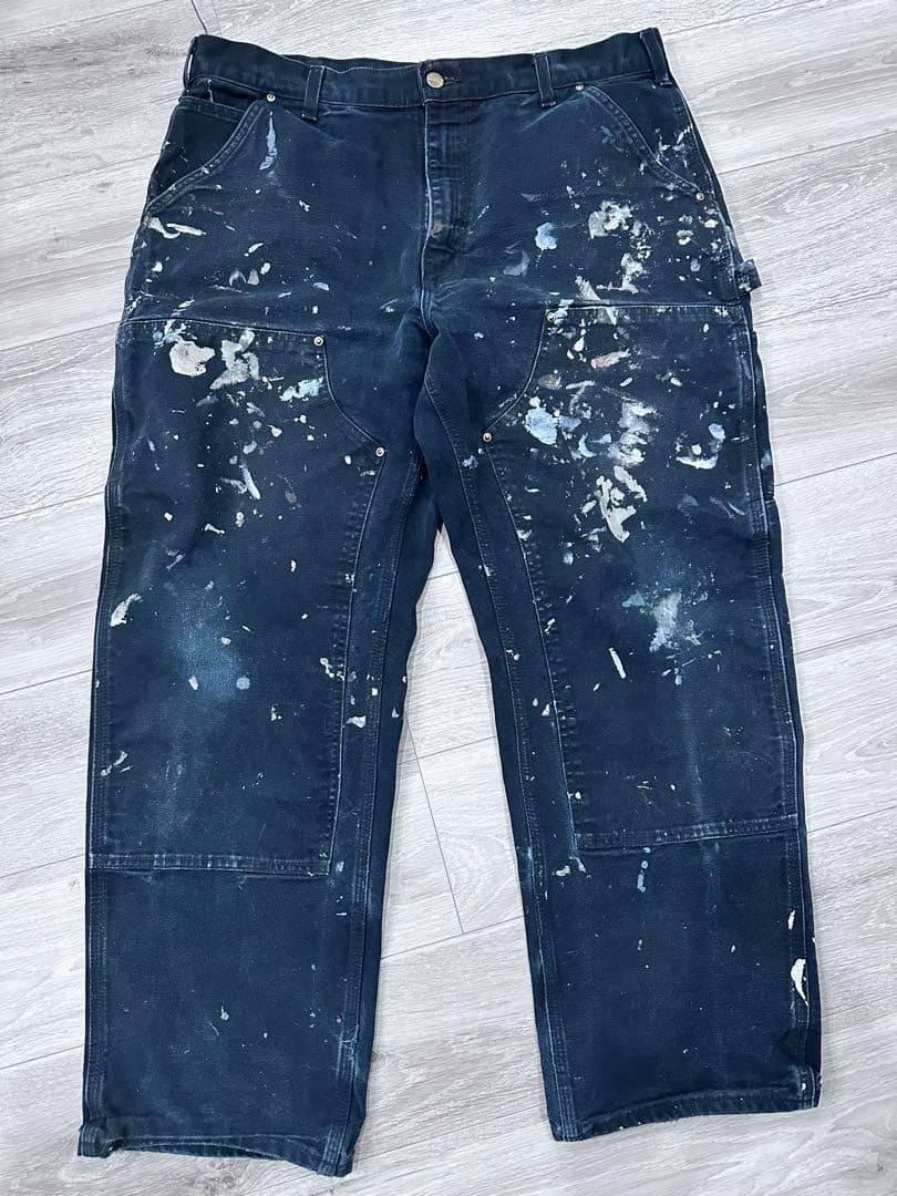 Carhartt ダブルニー ペンキ W36×30 USA製 ブラック メキシコ製 carharttカーハート ダブルニー ダック地 ペインターパンツ