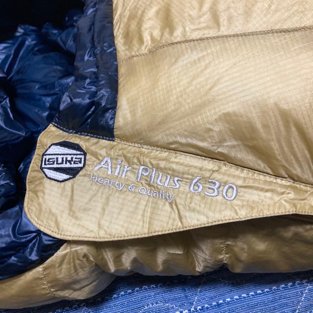 【美品+圧縮袋+保管袋】ISUKA Air Plus 630 ゴールド/ネイビー ISUKA（イスカ） ISUKAイスカ羽毛軽量シュラフ寝袋「Air Plus 630(エア